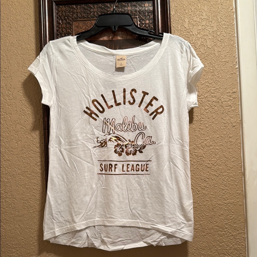 NWT Vintage Rare & HTF Hollister White Relaxed Easy Fit Graphic Tee. Metallic.